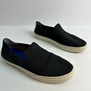 Rothys The Sneaker Slip On Shoes Black Knit Women's 9.5 Washable Casual